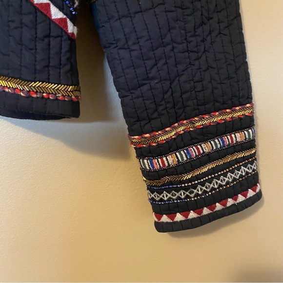 NWT LoveShackFancy Naya Jacket Quilted Embroidered Beaded Black Women's Size 0 - Picture 6 of 11